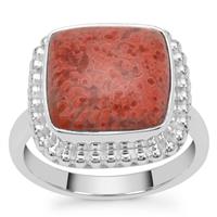 Red Horn Coral Ring in Sterling Silver 6.75cts