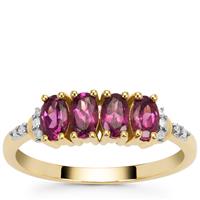 Comeria Garnet Ring with Diamond in 9K Gold 1.20cts