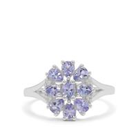 Tanzanite Ring with White Zircon in Sterling Silver 1.30cts