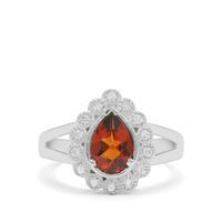 Madeira Citrine Ring with White Zircon in Sterling Silver 1.35cts