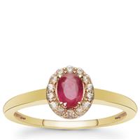 Montepuez Ruby Ring with White Zircon in 9K Gold 0.65ct