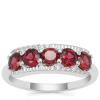 Tocantin Garnet Ring with White Zircon in Sterling Silver 1.78cts