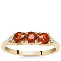 Cognac Zircon Ring with Diamond in 9K Gold 1.35cts