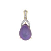 Purple Moonstone Pendant with White Zircon in 9K Gold 6.35cts