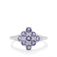 Tanzanite Ring with White Zircon in Sterling Silver 1cts