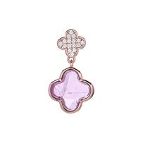 Amethyst Pendant with White Zircon in Rose Gold Flash Sterling Silver 2.34cts