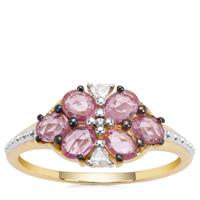 Rose Cut Sakaraha Pink Sapphire Ring with White Zircon in 9K Gold 1.16cts