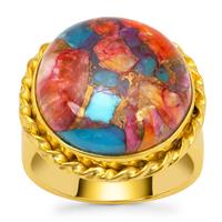 Multi-Color Oyster Copper Mohave Turquoise  Ring in Gold Plated Sterling Silver 13.60cts