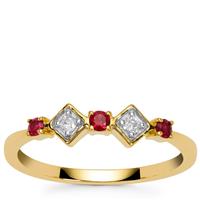 Greenland Ruby Ring with Canadian Diamond in 9K Gold 0.20cts