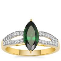 Tsavorite Garnet Ring with Diamond in 18K Gold 1.70cts