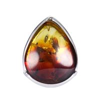 Baltic Ombre Amber Ring in Sterling Silver (22 x 18mm)