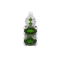 Chrome Diopside Pendant with White Zircon in Sterling Silver 2.59cts