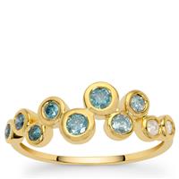 Blue Ombre Diamond Ring with White Diamond in 9K Gold 0.50ct
