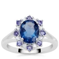 Colour Change Fluorite, Tanzanite Ring with White Zircon in Sterling Silver 2.55cts