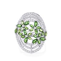 Fern Green Topaz Ring with White Topaz in Sterling Silver 3.88cts