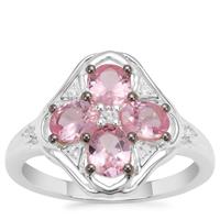 Mozambique Pink Spinel Ring with White Zircon in Sterling Silver 1.51cts