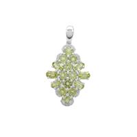 Red Dragon Peridot Pendant with White Zircon in Sterling Silver 3.55cts