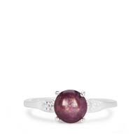 Bharat Star Ruby Ring with White Zircon in Sterling Silver 2.71cts