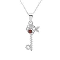 The Enchanted Key Garnet Pendant Necklace in Sterling Silver 0.10ct