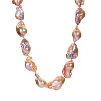 Lilac Flash Fireball Pearl Necklace Approx 12-18mm, 38cm Strand