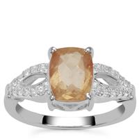 Imperial Mongolian Andesine Ring with White Zircon in Sterling Silver 2.29cts