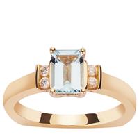 Aquamarine Ring with Diamond in 14K Gold ATGW 0.93ct