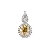White, Yellow and Green Diamonds Pendant in 14K Two Tone Gold 0.70ct