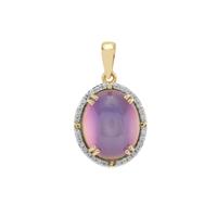 Purple Moonstone Pendant with White Zircon in 9K Gold 9.30cts