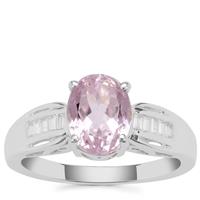 Brazilian Kunzite Ring with White Zircon in Sterling Silver 2.73cts