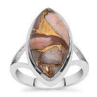 Copper Mojave Pink Opal Ring in Sterling Silver 7cts