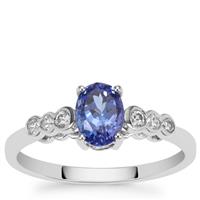 AAA Tanzanite Ring with White Zircon in 9K White Gold 1.25cts