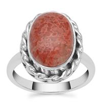 Red Horn Coral Ring in Sterling Silver 5.50cts