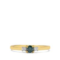 Blue Diamond Ring with White Diamond in 9K Gold 0.28ct