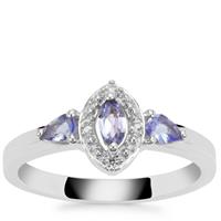 Tanzanite Ring with White Zircon in Sterling Silver 0.50ct