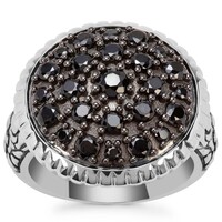 Black Spinel Ring in Sterling Silver 1.91cts
