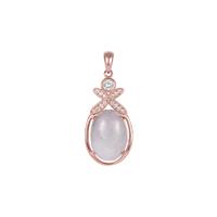 Type A Lavender Jadeite & White Topaz Pendant in Rose Gold Tone Sterling Silver 6.68cts