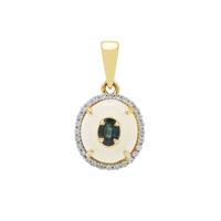 Type A Jadeite, Blue Sapphire Pendant with White Zircon in 9K Gold 3.45cts