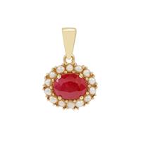 Burmese Ruby Pendant with Kaori Cultured Seed Pearl in 9K Gold
