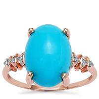 Sleeping Beauty Turquoise Ring with Diamond in 9K Rose Gold 5cts