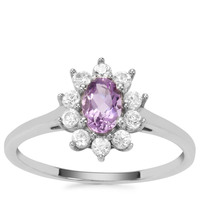 Moroccan Amethyst Ring with Natural Zircon in Platinum Flash Sterling Silver 0.95ct