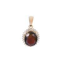 Ethiopian Midnight Opal Pendant with White Zircon in 9K Gold 2.55cts