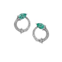 Botli Green Apatite Earrings with White Zircon in 9K White Gold 1.45cts