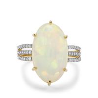 Ethiopian Opal Ring with Diamond in 18K Gold 8.15cts