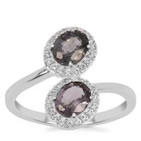 Burmese Spinel Ring with White Zircon in Sterling Silver 1.78cts