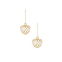 9K Gold Diamond Cut Cage Heart Earrings 1.44g
