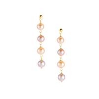 Naturally PapayaCultured Pearl Earrings with Lavender Cultured Pearl in Gold Tone Sterling Silver