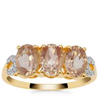 Oregon Peach Sunstone Ring with White Zircon in 9K Gold 2.35cts