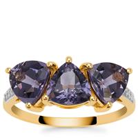 Blueberry Quartz Ring with White Diamond in 9K Gold 3.05cts
