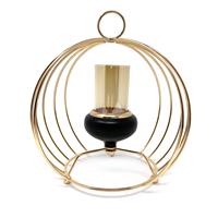 Hanging Pillar Candle Holder in Gold and Black