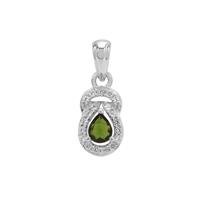 Chrome Tourmaline Pendant with White Zircon in Sterling Silver 0.55ct